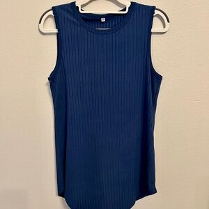 Navy Blue Ribbed Tank Top, NEVER WORN, Size Small